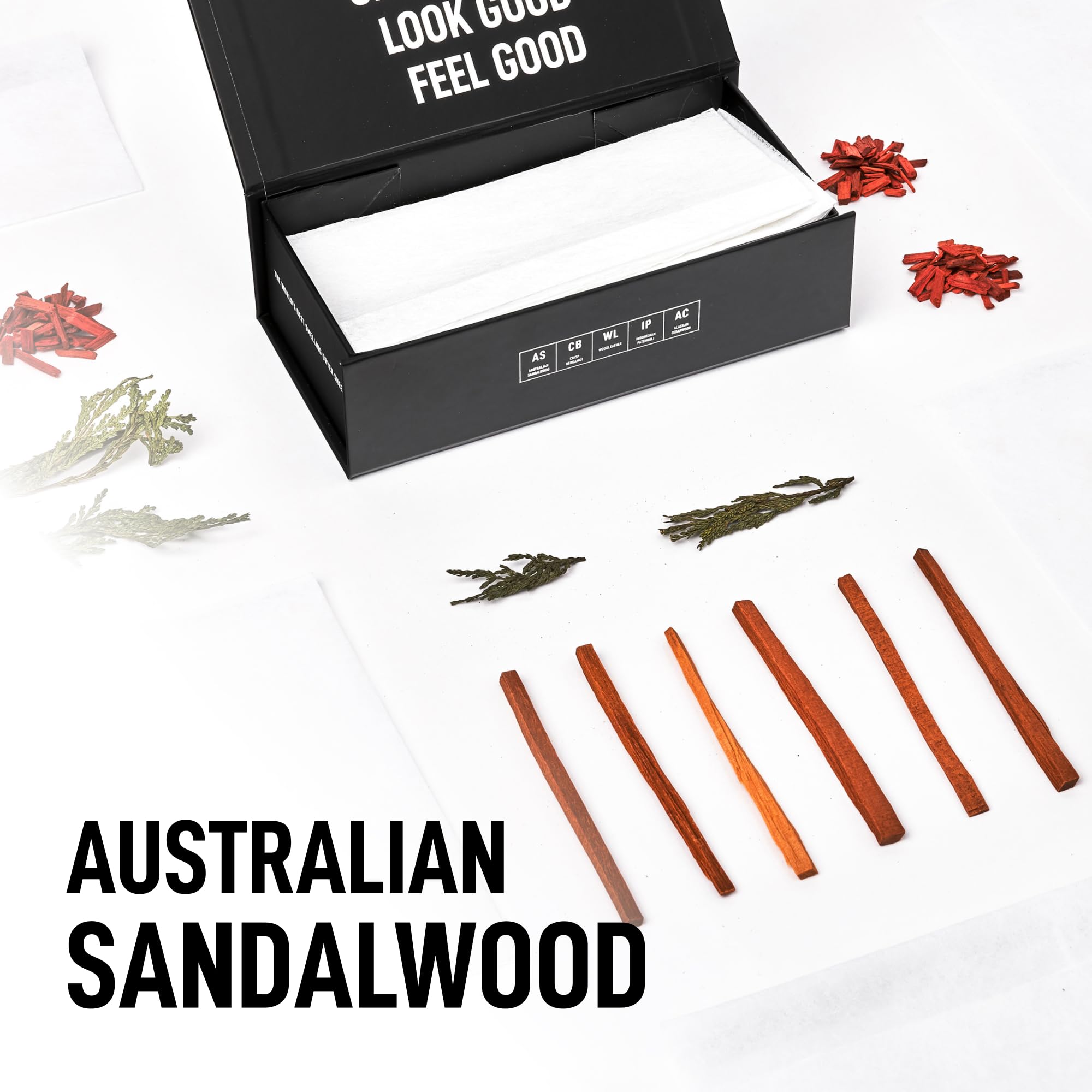 Laundry Sauce - Laundry Dryer Sheets (Australian Sandalwood), Luxury Fragrance, Contains Essential Oils, Softens Fabric, Removes Static Cling
