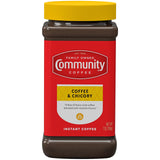 Community Coffee Coffee and Chicory Instant Coffee, Medium Dark Roast, 7 oz Jar (Pack of 4)