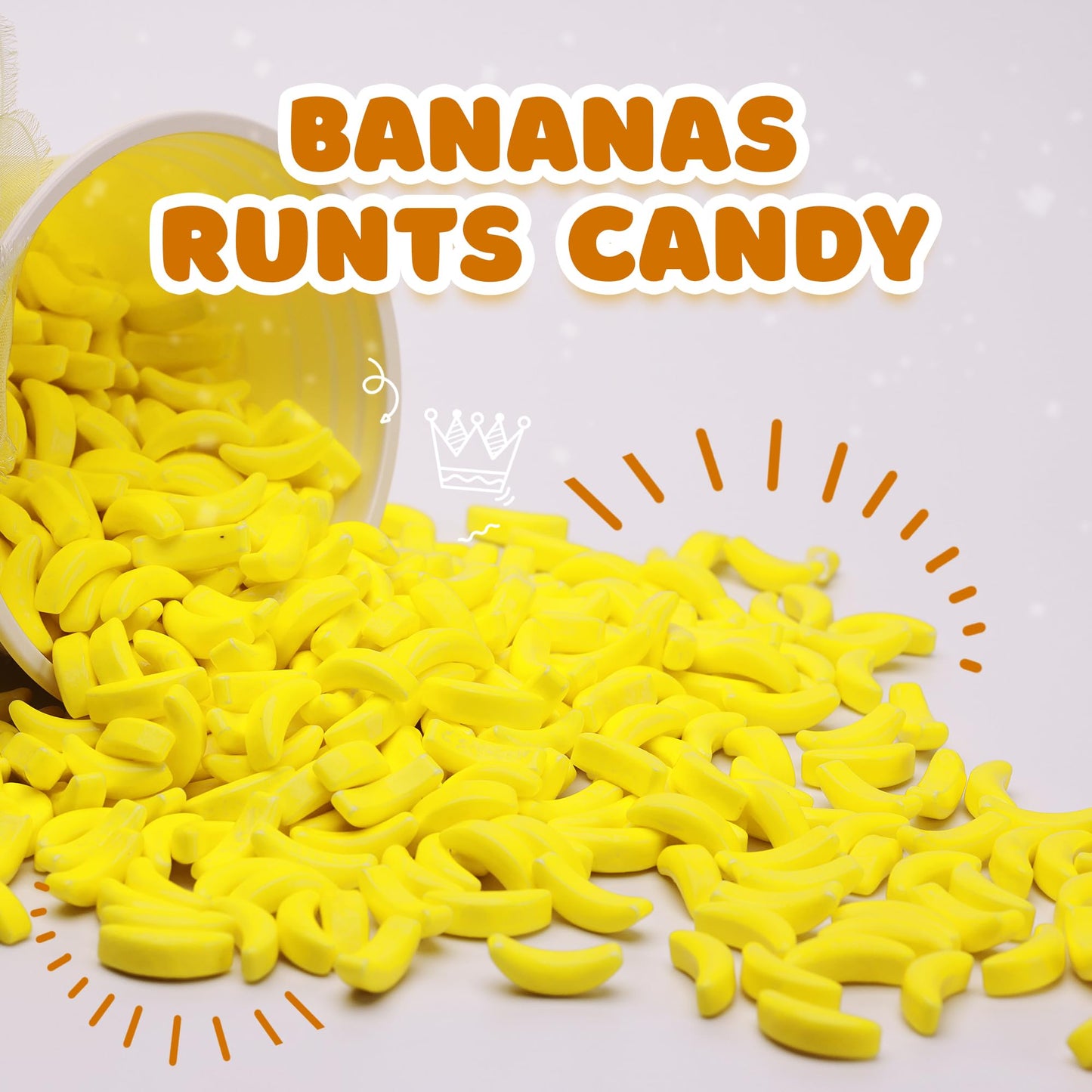 Bananas Runts Candy - about 1200 psc 1.7 LB Hard Candy Bulk Gumball Machine Refills - Banana Candies for Cake Decorations Goody Bags Party Favors