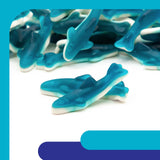 Blue Sharks Gummy Candy - 2 Pound Bulk Bag - Blue Raspberry Shark Gummies - Fun Gummy Fish for Candy Buffets, Gender Reveal, Beach Parties, and Ocean