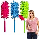 M-Jump 3 Pack Retractable Long-Reach Washable Duster for Cleaning, Microfiber Hand Duster Brush with Telescoping Pole for Cleaning Car, Window