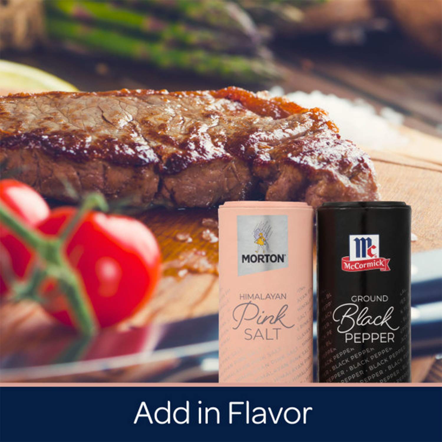 Morton Shaker Set - Himalayan Pink Salt (4 oz) & McCormick Ground Pepper (1.25 oz), 2-Piece Set for Cooking & Finishing