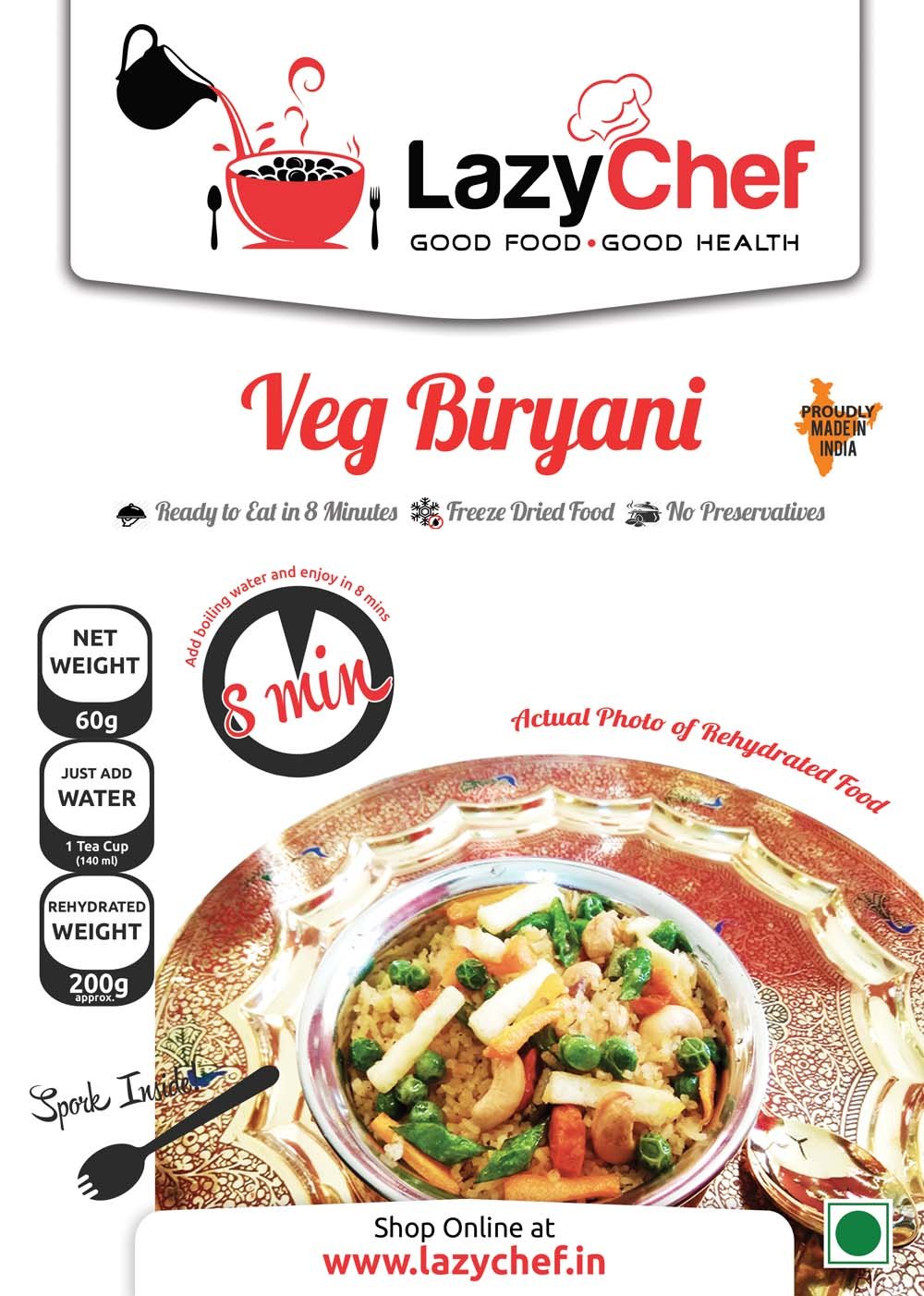 LazyChef Veg Biryani (Ready To Eat) | Vegetarian | Create your own Pack of 10