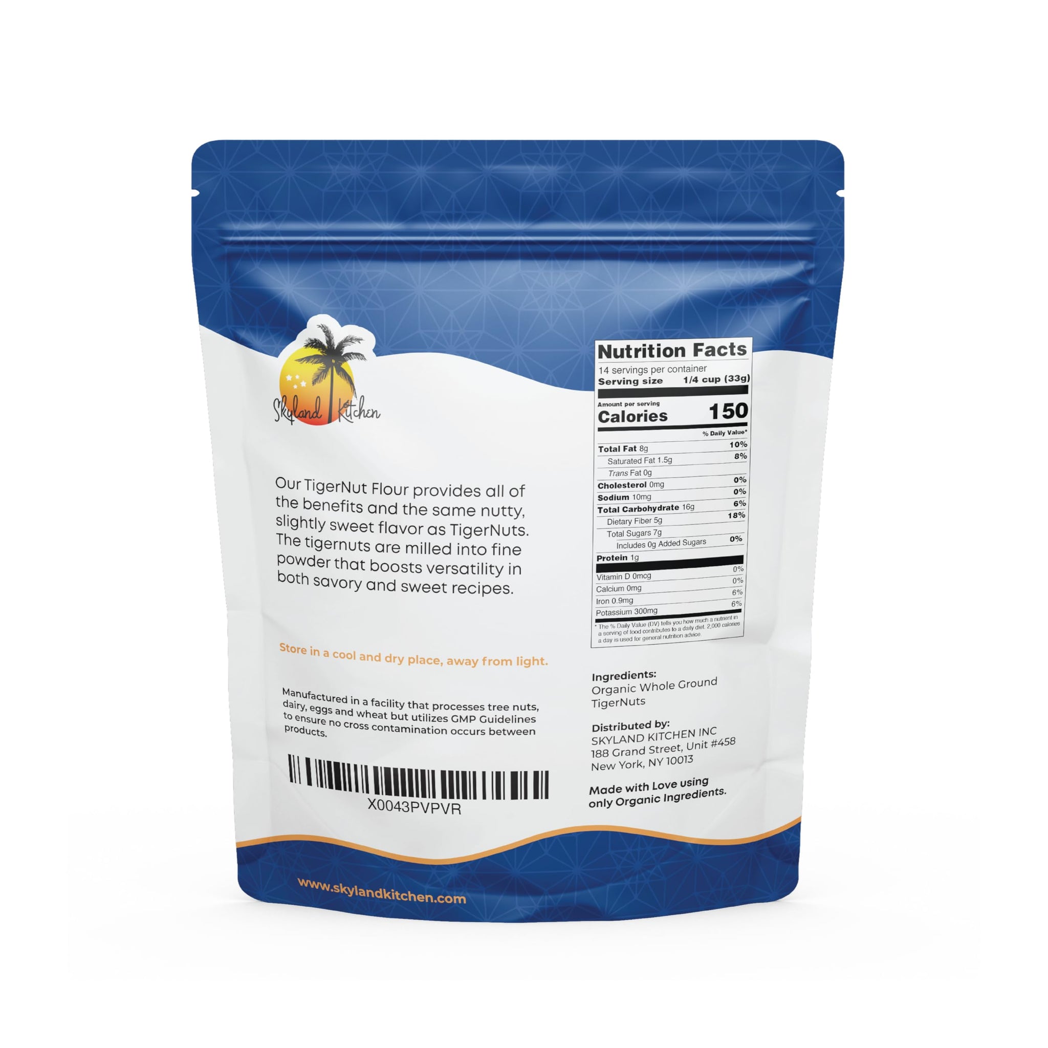 Skyland Kitchen Organic Tigernut Flour, Keto, Paleo, Nut-Free, Non-GMO and Gluten Free, Vegan Baking Flour for Cookies, Pancakes, Bread and Pastries