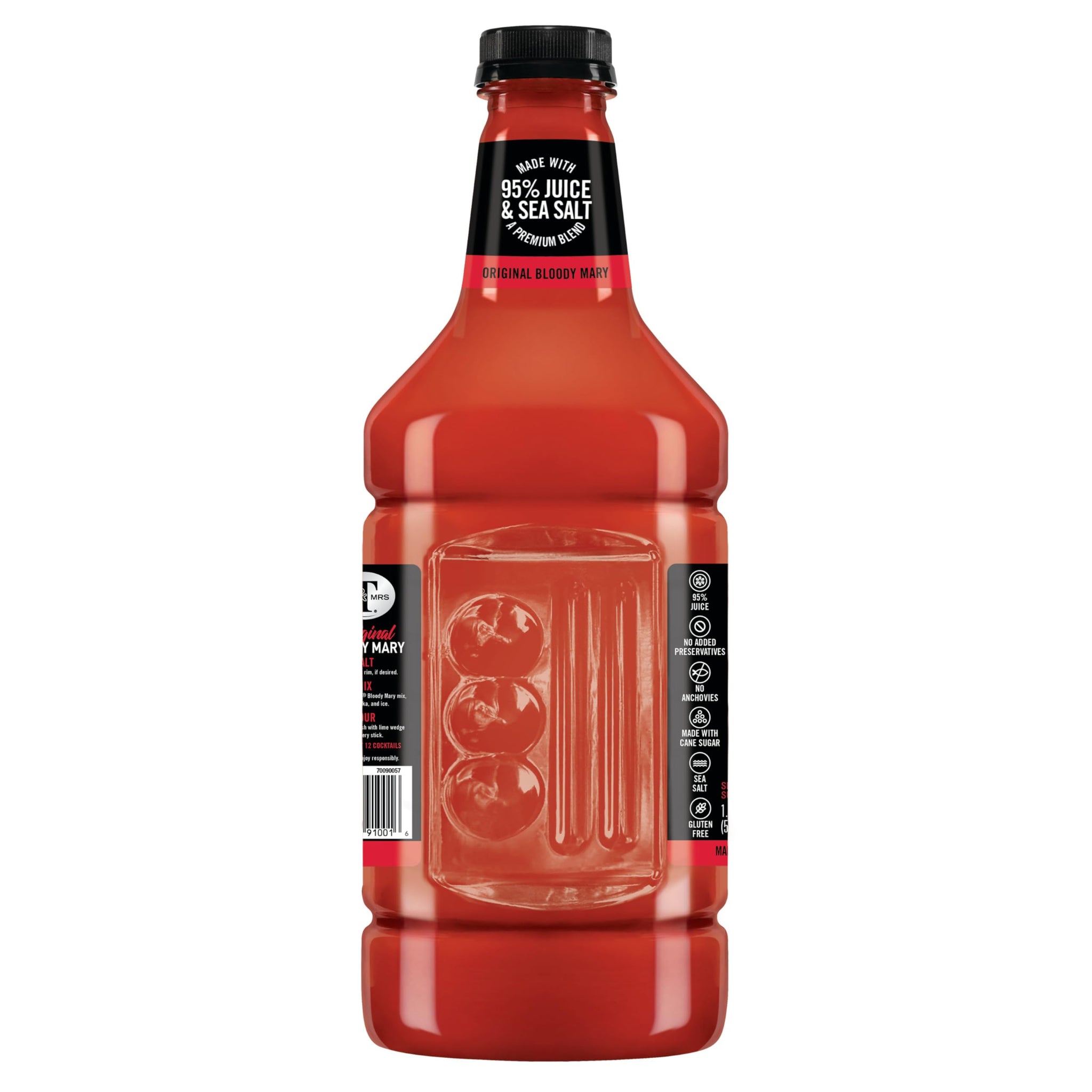 Mr & Mrs T Original Bloody Mary Mix, 1.75 L bottle (Pack of 6), Tomato Juice Blend Cocktail Mixer, Premium Ingredients, Perfect for Bloody Mary