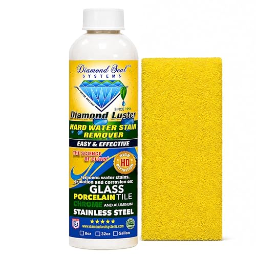 Diamond Luster Hard Water Stain Remover for Glass Shower Doors - Non Abrasive Shower Glass Cleaner for Hard Water Spots, Soap Scum & Calcium Buildup