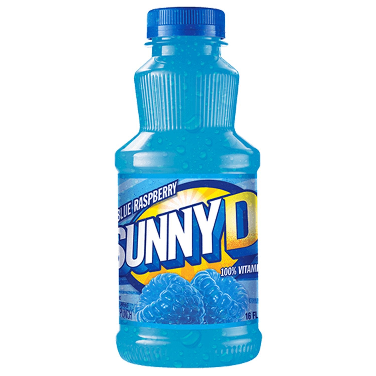 Sunny Delight Orange Fused Blue Raspberry Beverage, 16 Ounce Bottle, Pack of 12