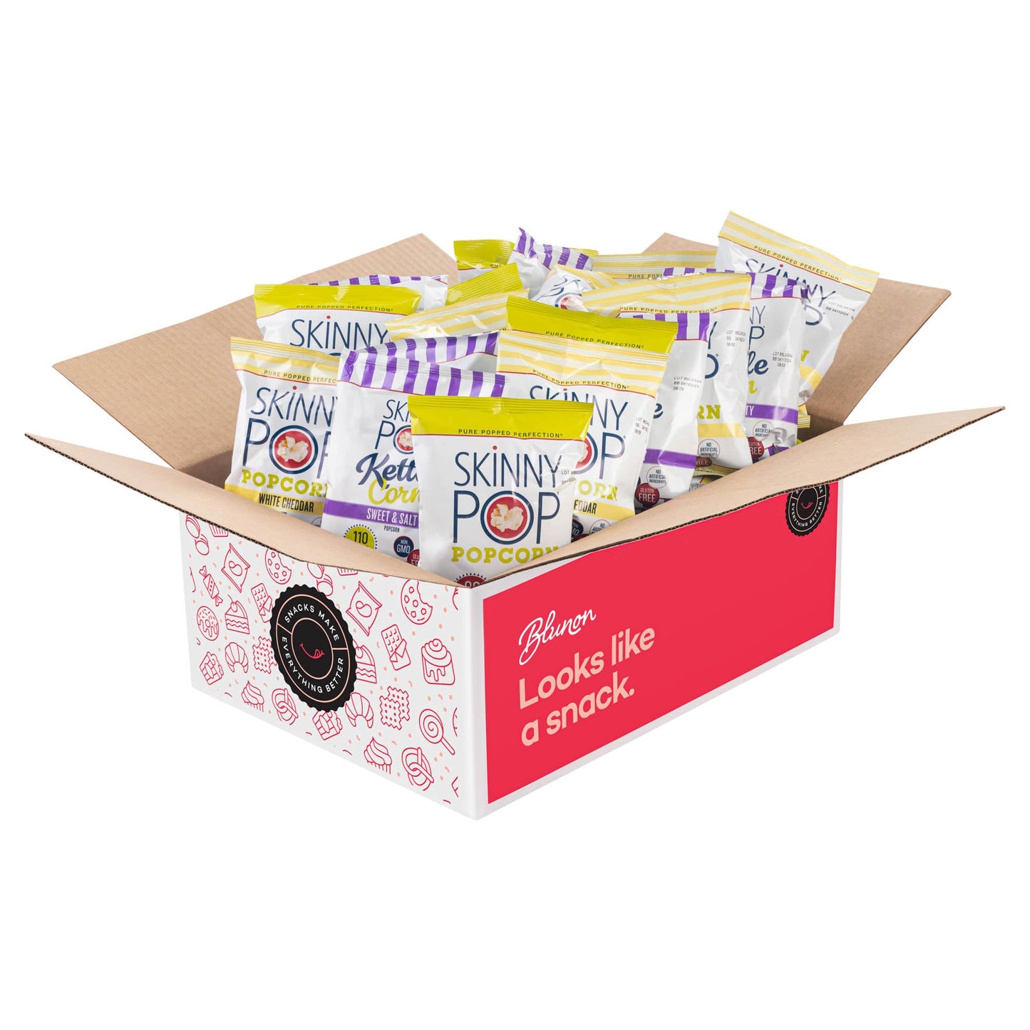 Skinny Pop Popcorn Variety Pack - Snack Bags Assortment Gluten Free - Care Package Gift Box (35 Count)
