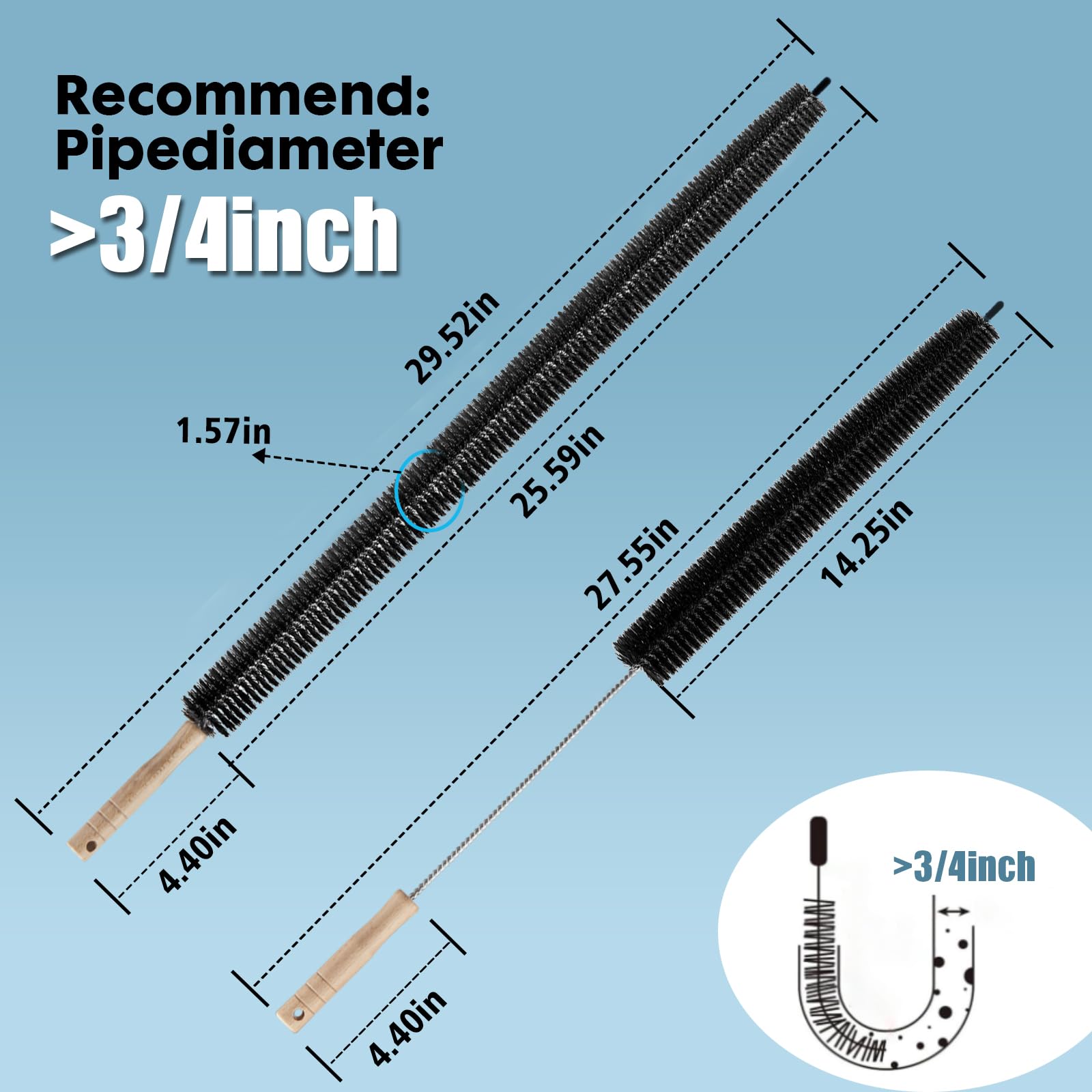 2 Pack Dryer Vent Cleaning Brush, Dryer Vent Cleaner Brush Set, Trap and Duct Lint Remover with Long Flexible Lint Brushes for Deep Cleaning to Remove