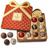Chocolate Gift Basket, Candy Food Gifts, Gourmet Snack Bow Tin Box, Present Idea, Corporate Him, Her, Men, Women, Family- Truffle Assortment- Brown