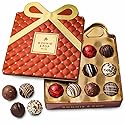 Chocolate Gift Basket, Candy Food Gifts, Gourmet Snack Bow Tin Box, Present Idea, Corporate Him, Her, Men, Women, Family- Truffle Assortment- Brown