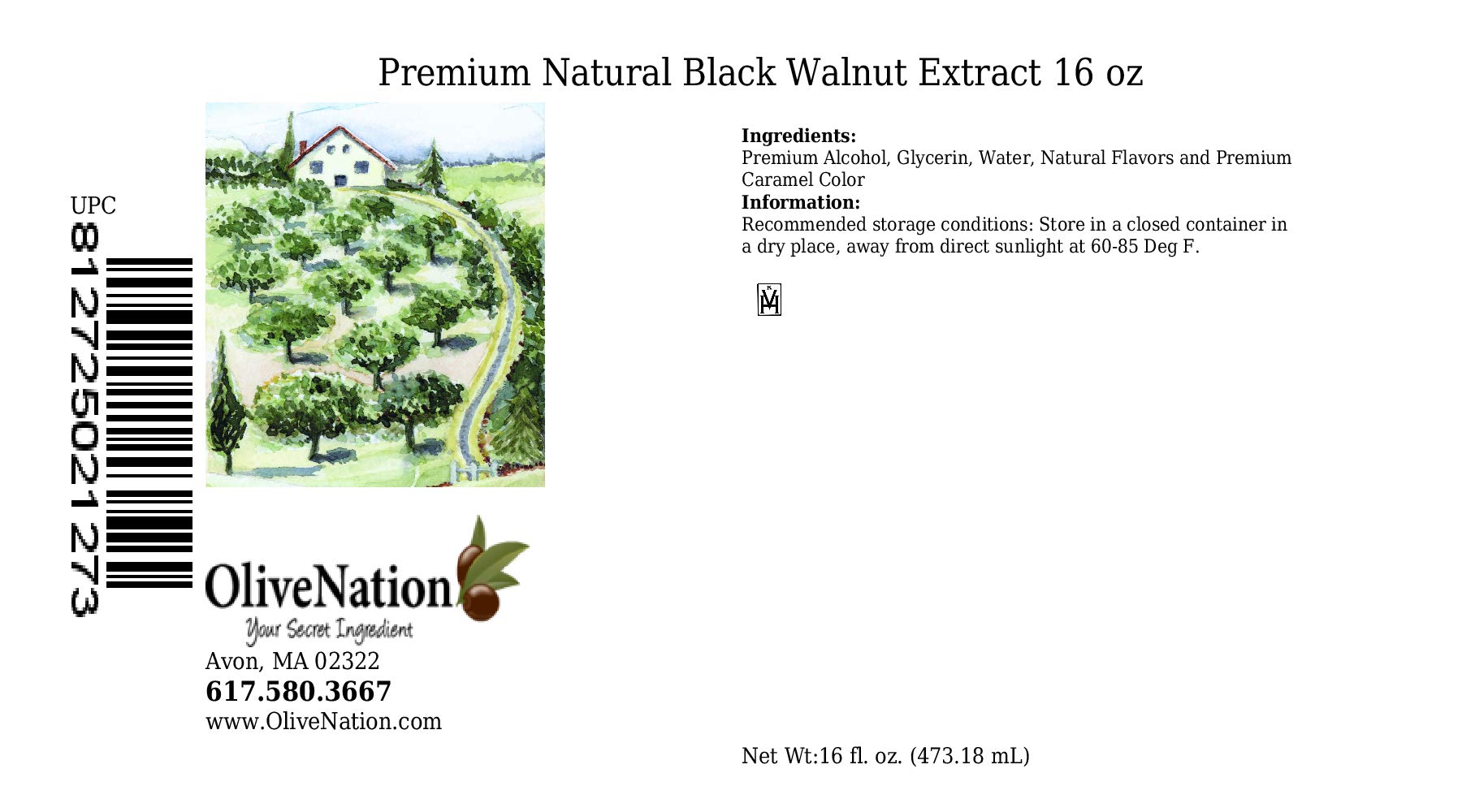 OliveNation Black Walnut Extract - Premium Baking Flavoring with Natural Nutty Taste & Aroma - Gluten-Free, Non-GMO, Kosher, Vegan - Ideal for Cakes