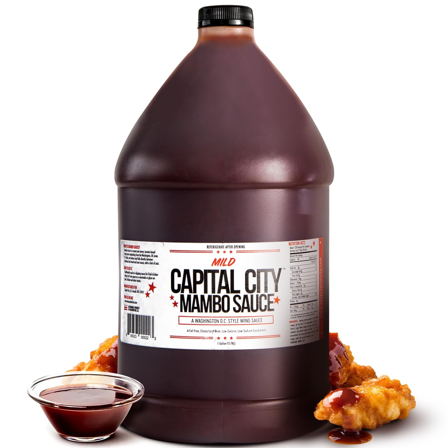 Capital City Mambo Sauce Mild, Washington DC Wing Sauces, Perfect Condiment for Wings Chicken Pork Beef Seafood Burgers Rice or Noodles, 128oz (1