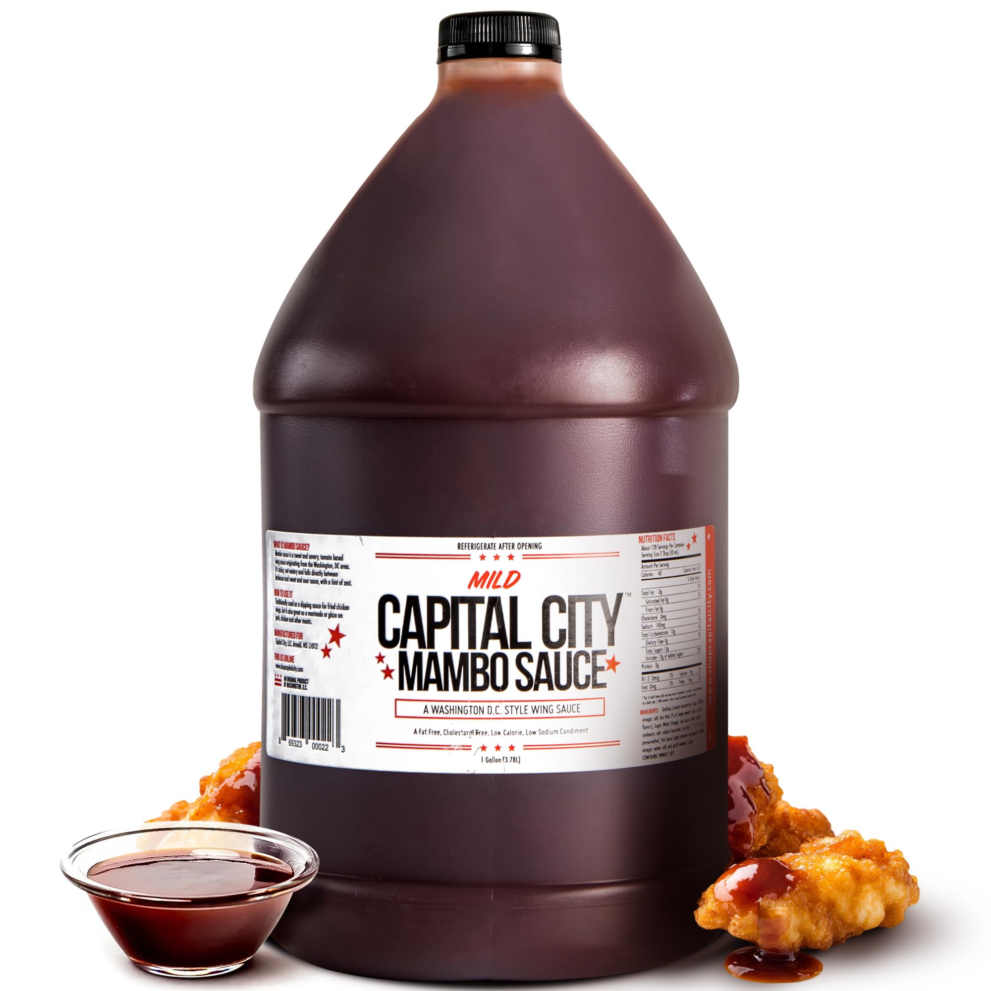 Capital City Mambo Sauce Mild, Washington DC Wing Sauces, Perfect Condiment for Wings Chicken Pork Beef Seafood Burgers Rice or Noodles, 128oz (1
