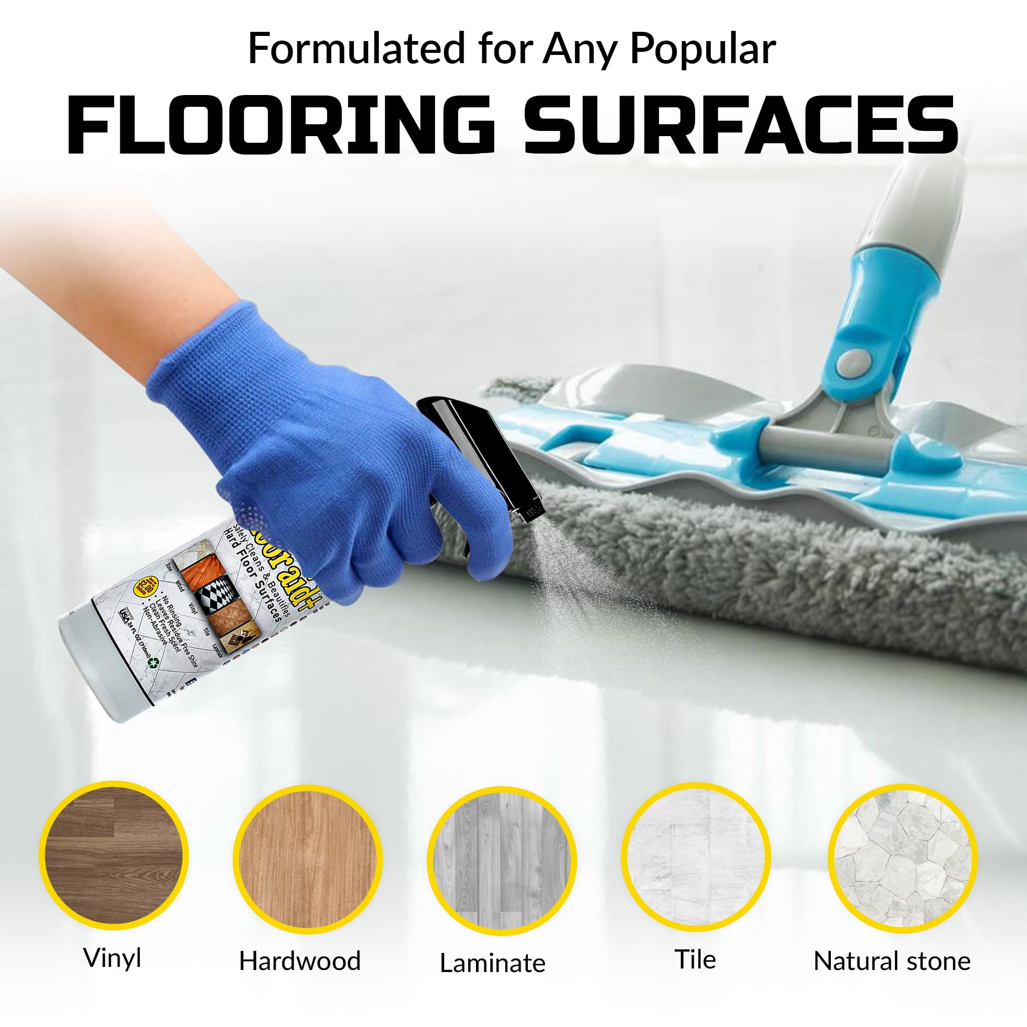Flooraid+ Hard Floor Cleaner, Multi-Surface Formula for Tile, Stone, Laminate, and Granite, 24 oz, Cleaning 1 Pk