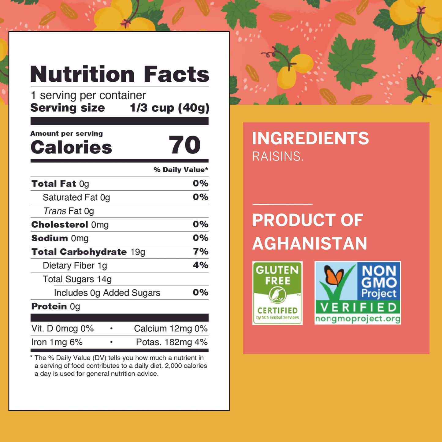 Ziba Foods Kishmish Raisins | Non-GMO, Vegan, Whole 30 Friendly & Paleo | Superfood Naturally High in Fiber, Iron and Immune Boosting Antioxidants