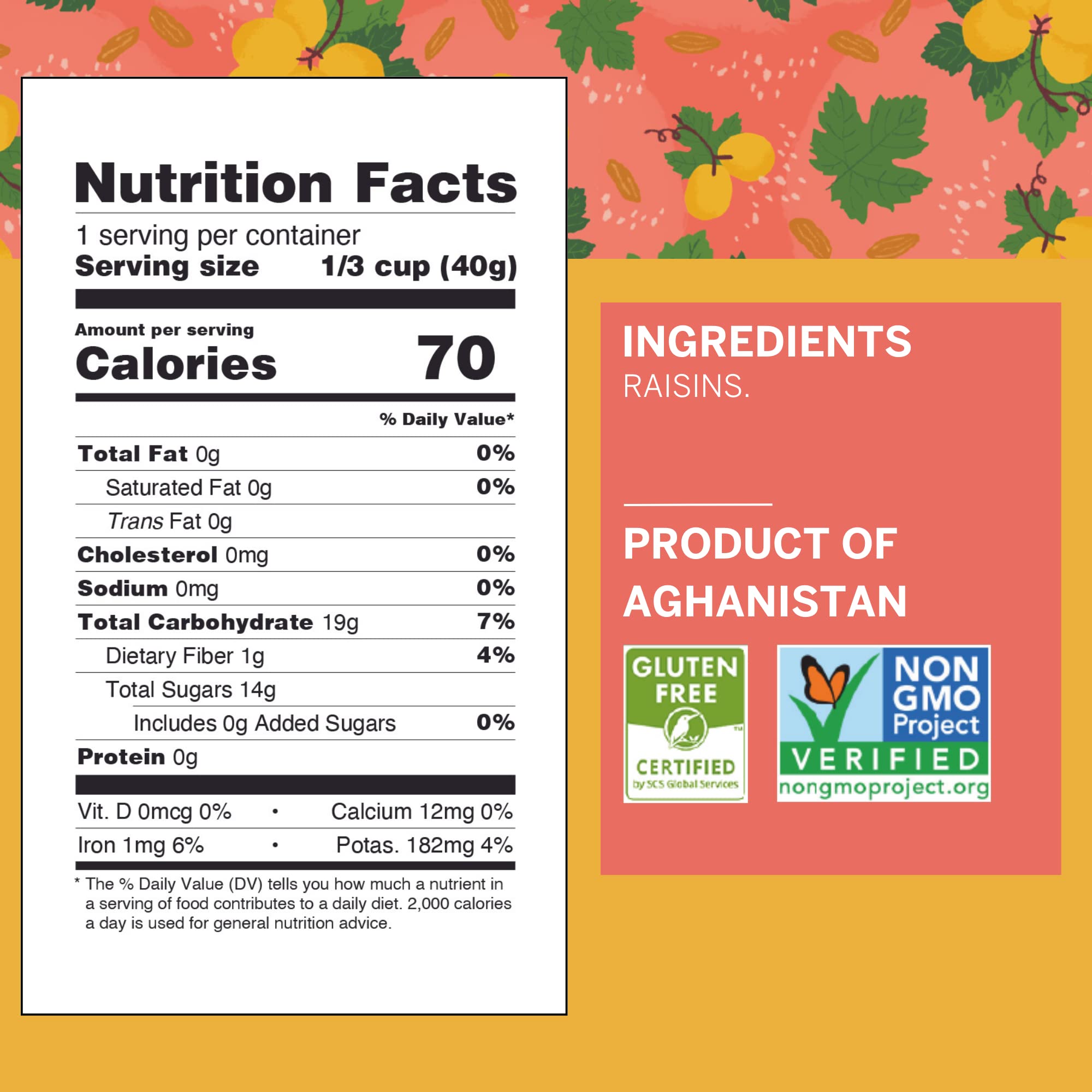 Ziba Foods Kishmish Raisins | Non-GMO, Vegan, Whole 30 Friendly & Paleo | Superfood Naturally High in Fiber, Iron and Immune Boosting Antioxidants