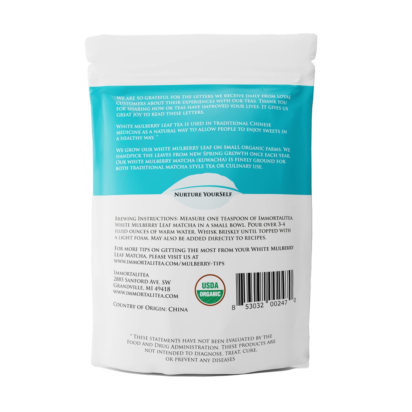 White Mulberry Matcha - USDA Organic Morus Alba Leaves Powder - Caffeine-Free Herabal Tea - 3.5 Ounce