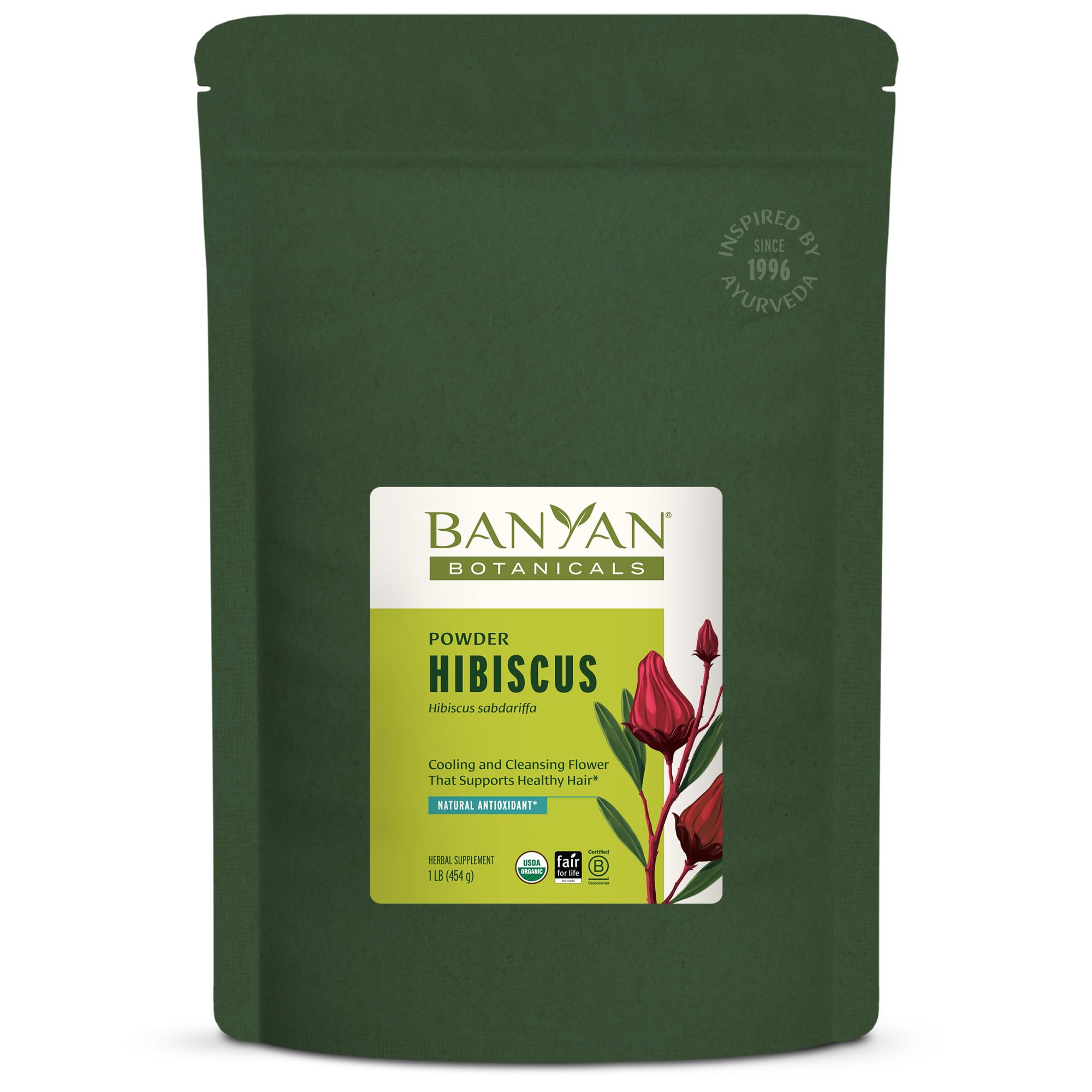 Banyan Botanicals Hibiscus Powder - Organic Hibiscus sabdaiffa - For Refreshing Hibiscus Tea - Supports Healthy Hair & Skin* - 1 lb. - Non-GMO