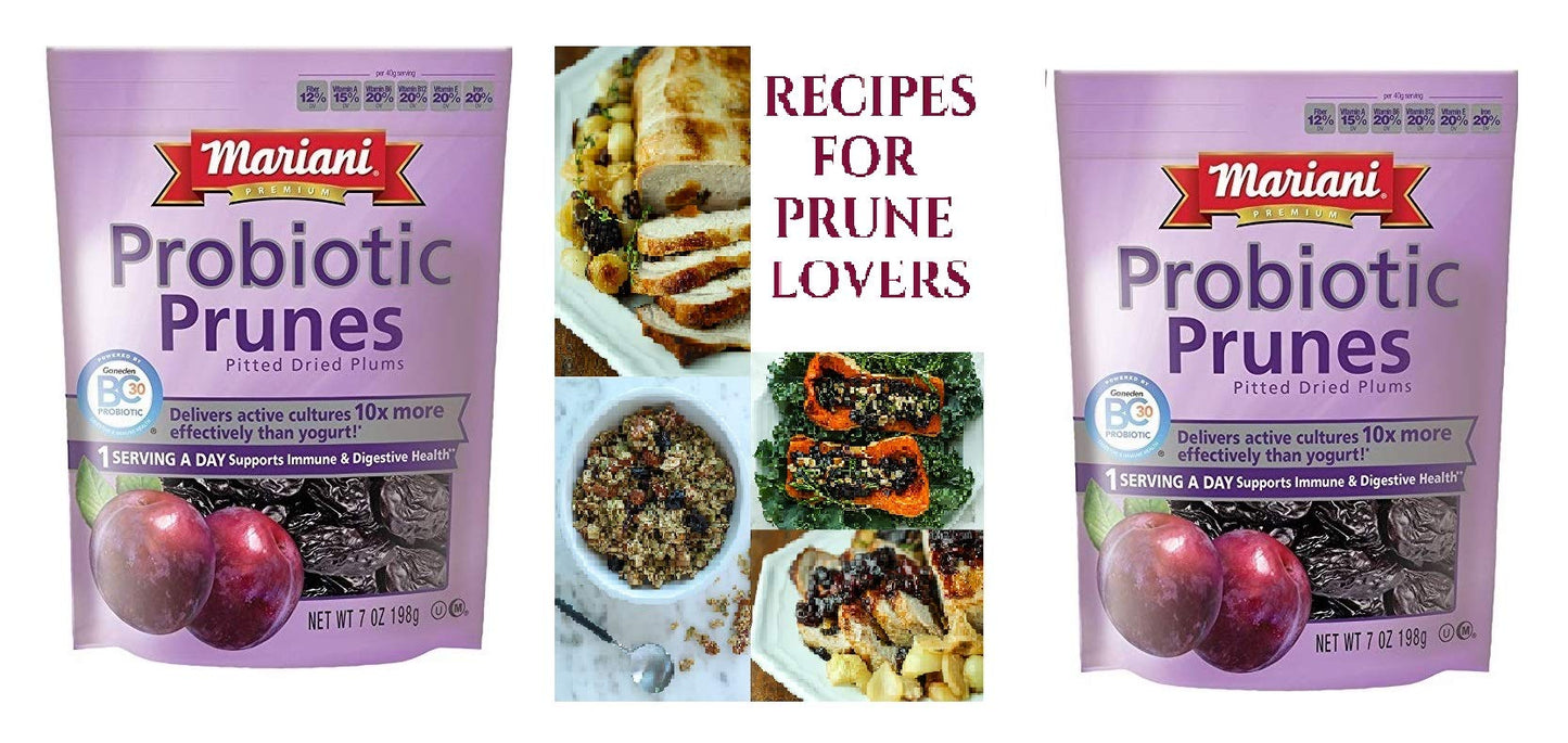 Probiotic Prunes - Two 6 oz Packages of Dried Prunes Plus Our Prunes Recipe Book - Great Value