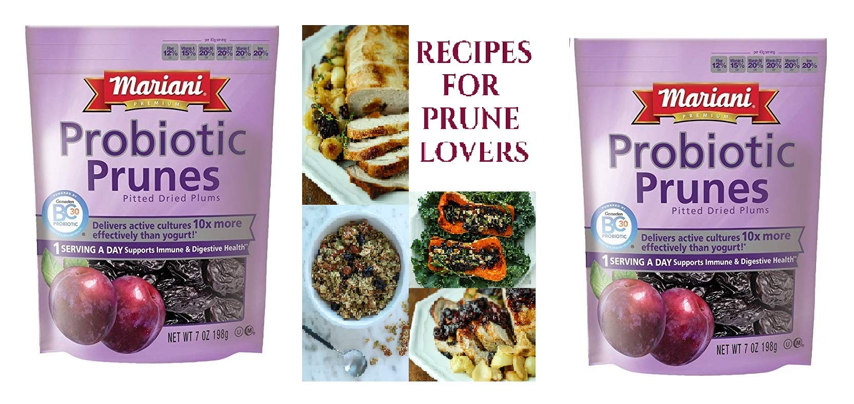 Probiotic Prunes - Two 6 oz Packages of Dried Prunes Plus Our Prunes Recipe Book - Great Value