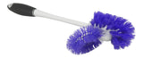 Toilet Brush and Holder Set with Under Rim Cleaner - Compact Bathroom Cleaning Brush with Stiff Bristles and Hygienic Plastic Stand - Deep Cleaning