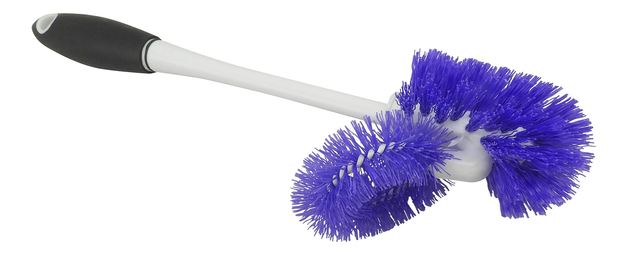 Toilet Brush and Holder Set with Under Rim Cleaner - Compact Bathroom Cleaning Brush with Stiff Bristles and Hygienic Plastic Stand - Deep Cleaning