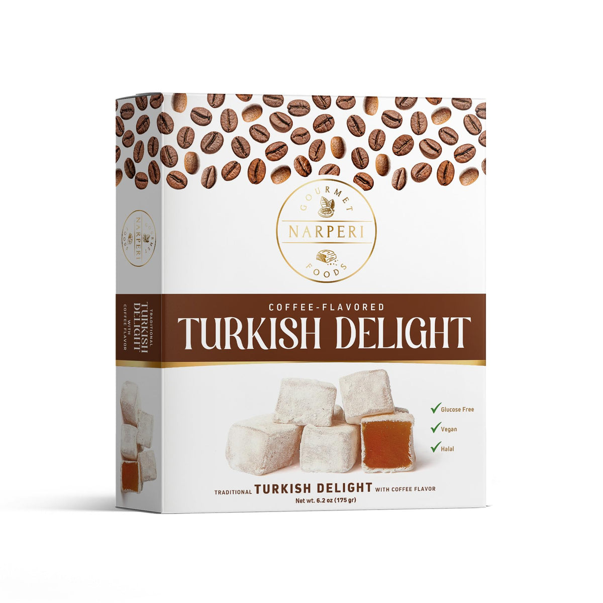 Assorted Turkish Delight Variety Pack - Double-Roasted Pistachio, Mint, Fruit, Coffee & Rose - Premium Soft & Chewy Lokum Candy - 6.2 oz & 12.4 oz