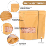 Moretoes 72pcs 5.9x8.6 Inches Kraft Paper Resealable Bags for Small Business, Stand Up Pouches, Food Packaging Bags with Window, Ziplock Coffee