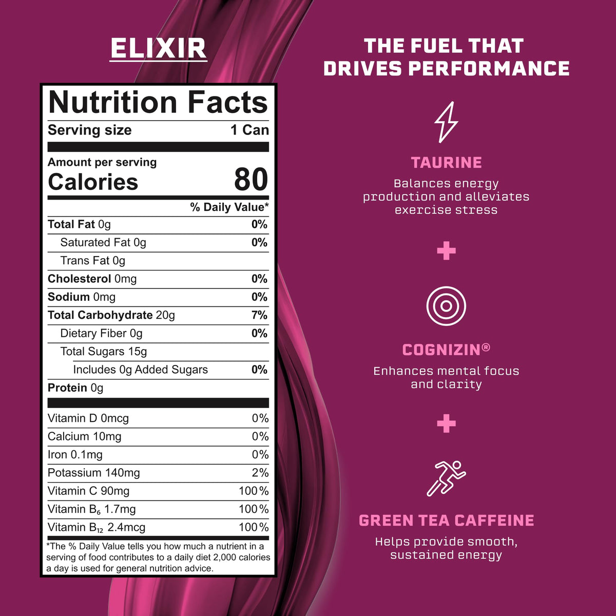 Syncron Elixir Energy Drink, Cherry, 120mg Caffeine, 12 Pack, 12oz
