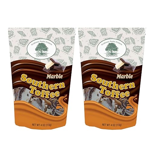 Southern Roots Sisters Ingredients - Marble Southern Toffee Chocolate - 4 Ounce Bag, Pack of 2