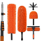 SISUPASSIE 30FT Reach High Ceiling Duster Kit, Window Cleaning kit with 5-24FT Extension Pole, Fan Duster for Ceiling Fan Blades, Microfiber Feather