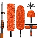 SISUPASSIE 30FT Reach High Ceiling Duster Kit, Window Cleaning kit with 5-24FT Extension Pole, Fan Duster for Ceiling Fan Blades, Microfiber Feather