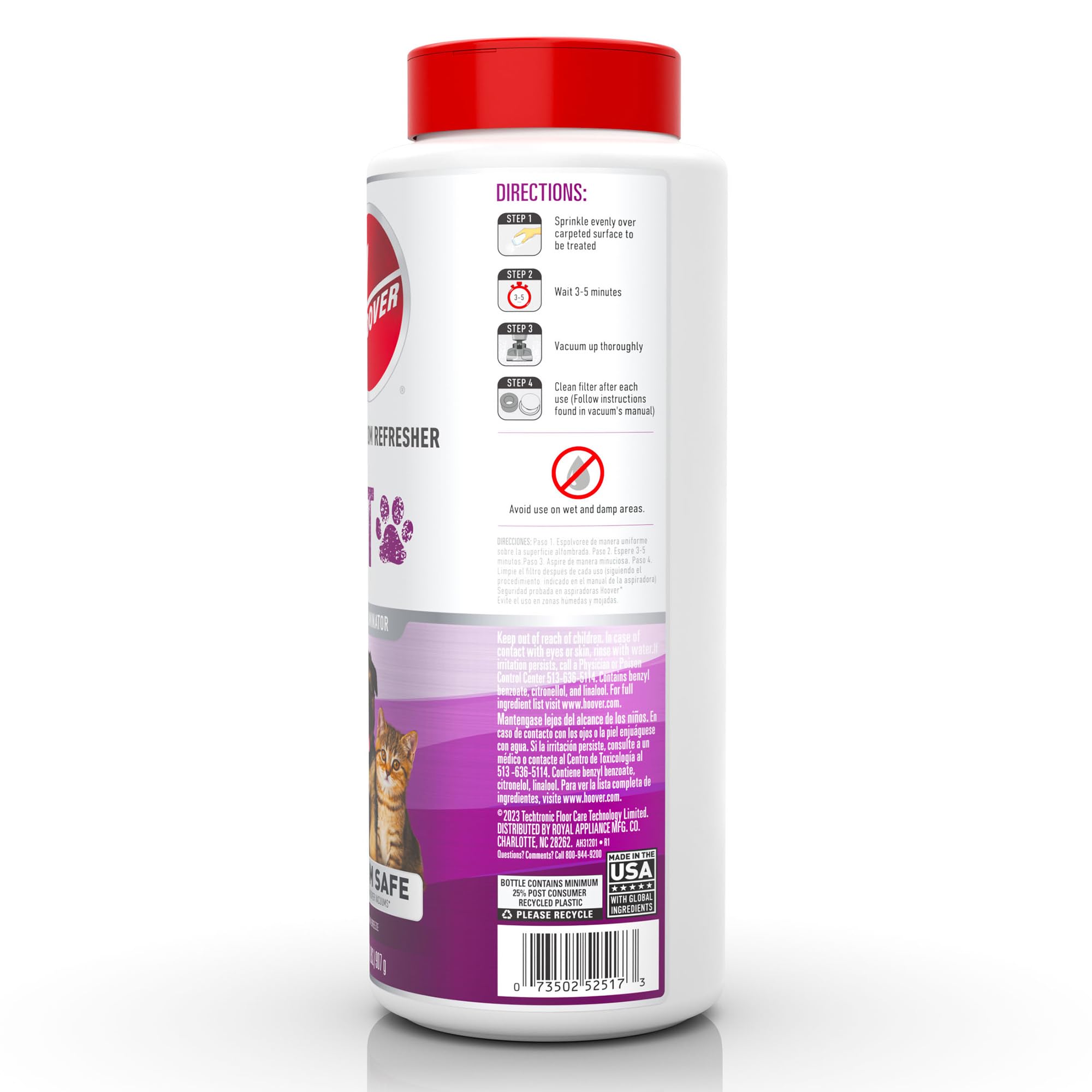 Hoover Pet Carpet and Room Refresher, 32 oz, Carpet Powder, Pet Odor Remover, Mountain Breeze Scent, Vacuum Cleaner Safe, For Use on Carpets, Rugs