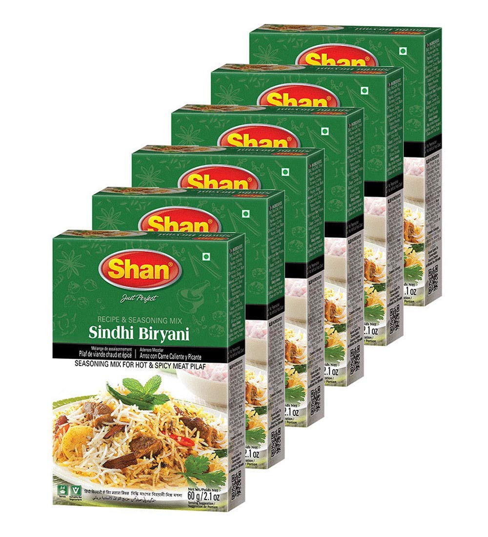 Shan Sindhi Biryani Recipe and Seasoning Mix 2.11 oz (60g) - Spice Powder for Hot and Spicy Meat Pilaf - Suitable for Vegetarians - Airtight Bag in