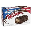 Hostess Chocolate Cake Twinkies, 10-Count Individually Wrapped Chocolate Sponge Cake Snack with Creamy Filling, Mini Cakes for On-The-Go Snacking