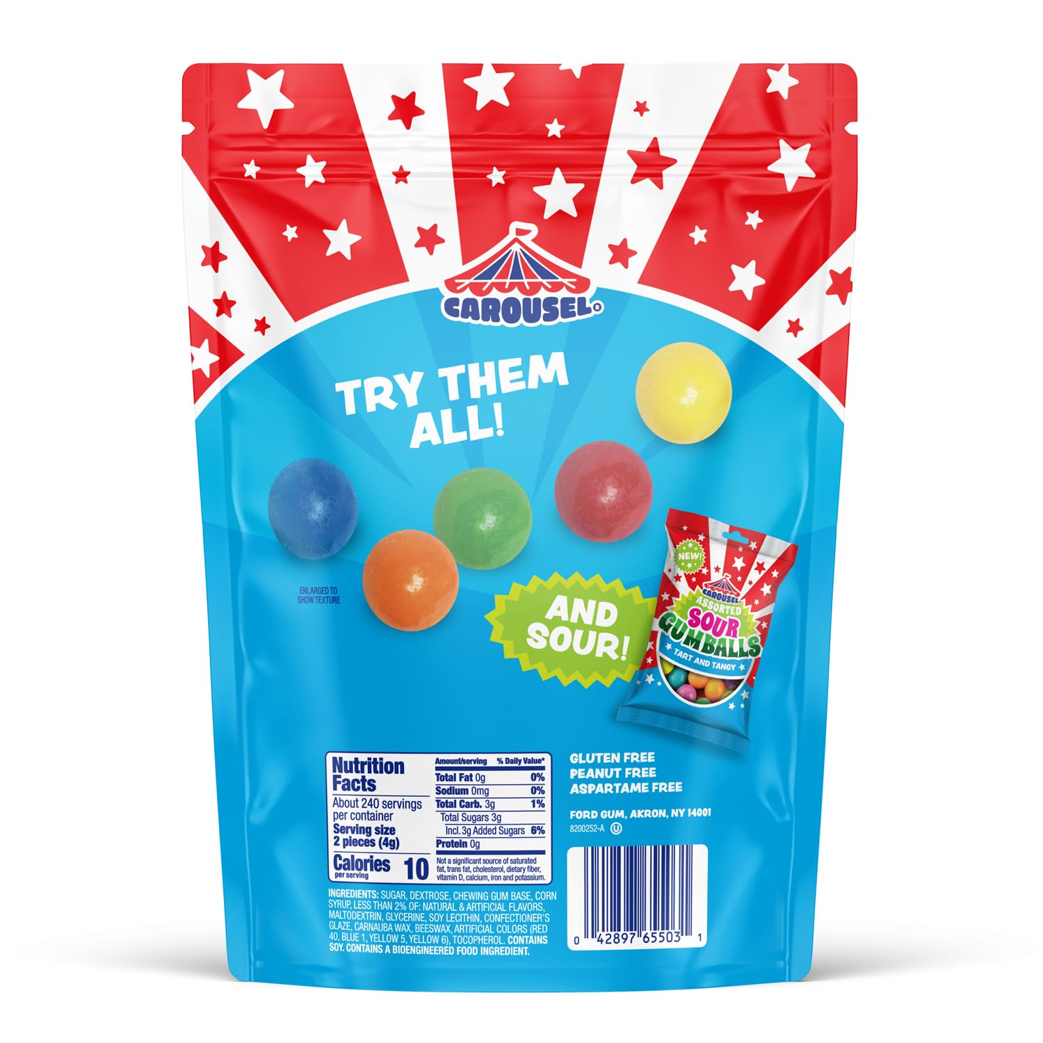 Carousel Assorted Mini Gumballs - Perfect for Gumball Machine Refills - 2lb Bag