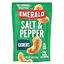 Emerald Nuts Salt and Pepper Seasoned Cashews (1-Pack) | 5 Oz Resealable Bag | Kosher Certified, Non-GMO, Contains No Artificial Preservatives
