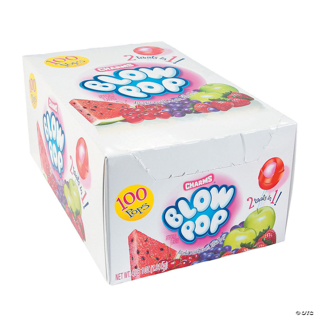 4 Lb. 1 oz. Bulk 100 Pc. Charms Assorted Fruit-Flavored Blow Pops Box