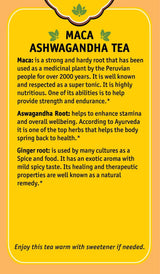 Herbal Cup Ayurveda Maca Tea, Organic Ashwagandha, No Caffeine Herbal Teas (16 Count, Pack of 1)