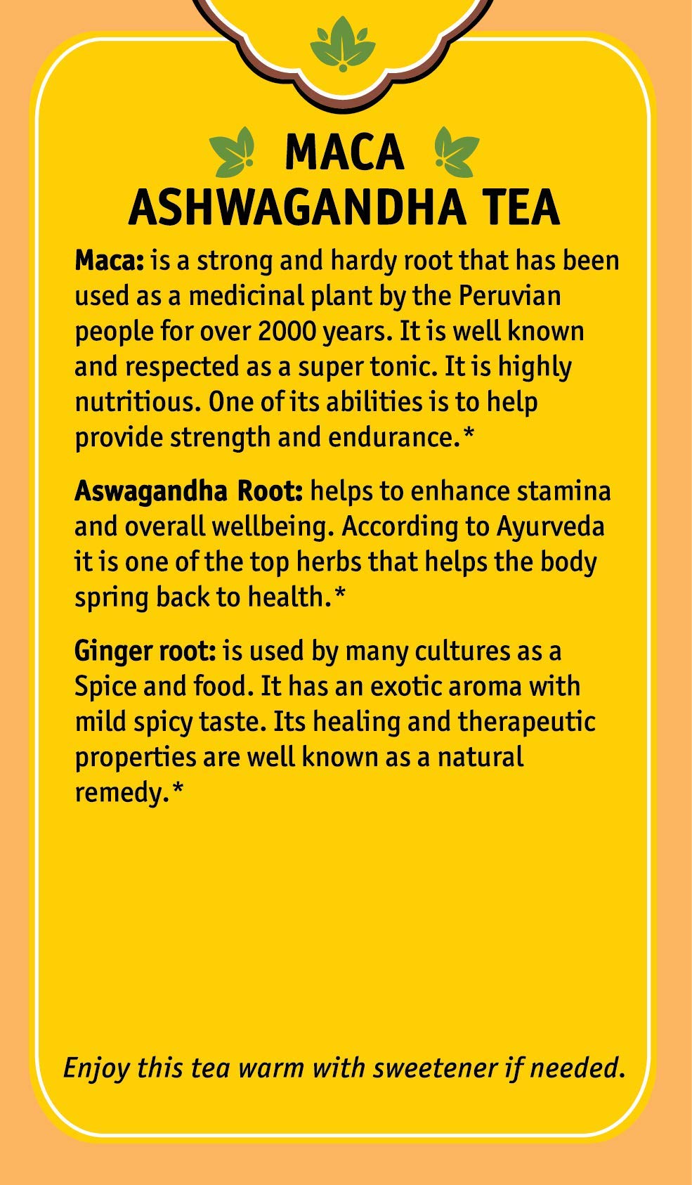 Herbal Cup Ayurveda Maca Tea, Organic Ashwagandha, No Caffeine Herbal Teas (16 Count, Pack of 1)