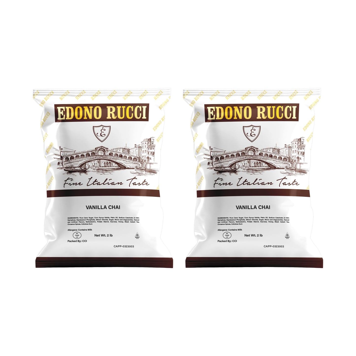 Edono Rucci Vanilla Chai Mix - Creamy Vanilla with a Hint of Spice, 2 Bags (2lbs Each)