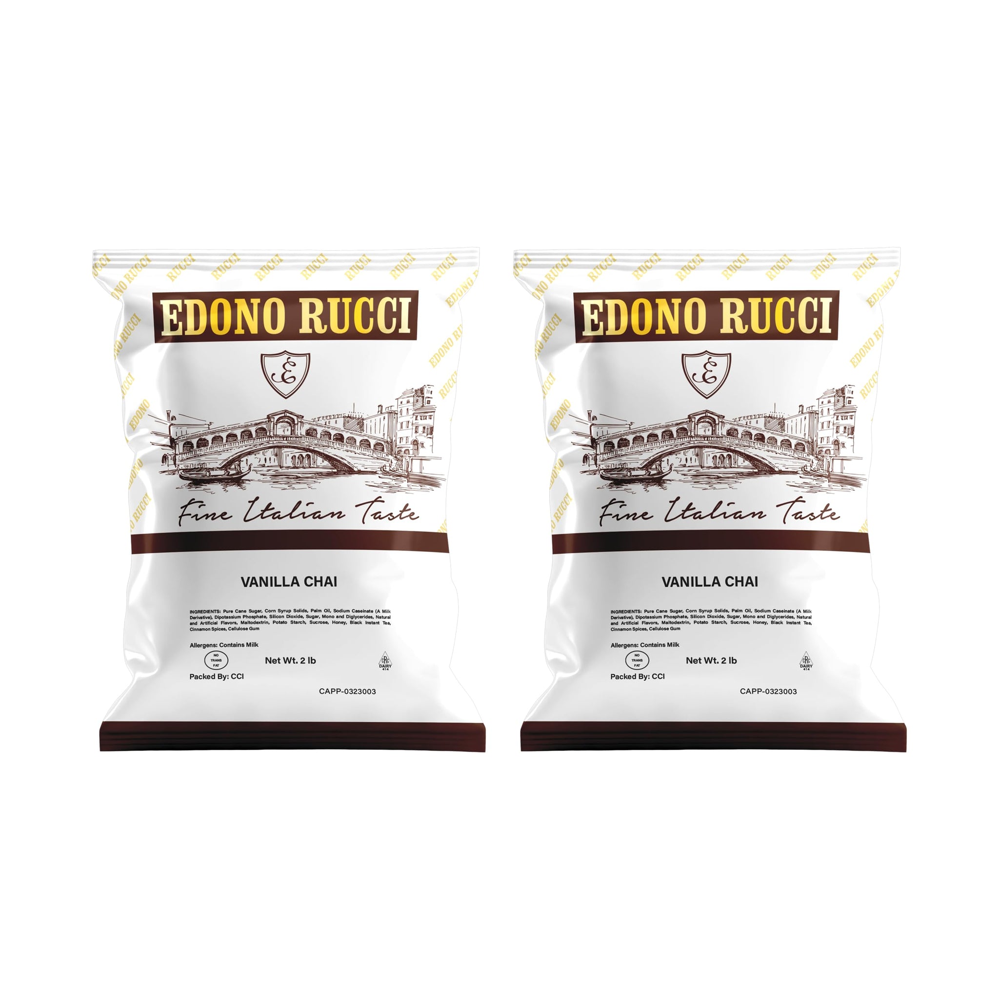 Edono Rucci Vanilla Chai Mix - Creamy Vanilla with a Hint of Spice, 2 Bags (2lbs Each)