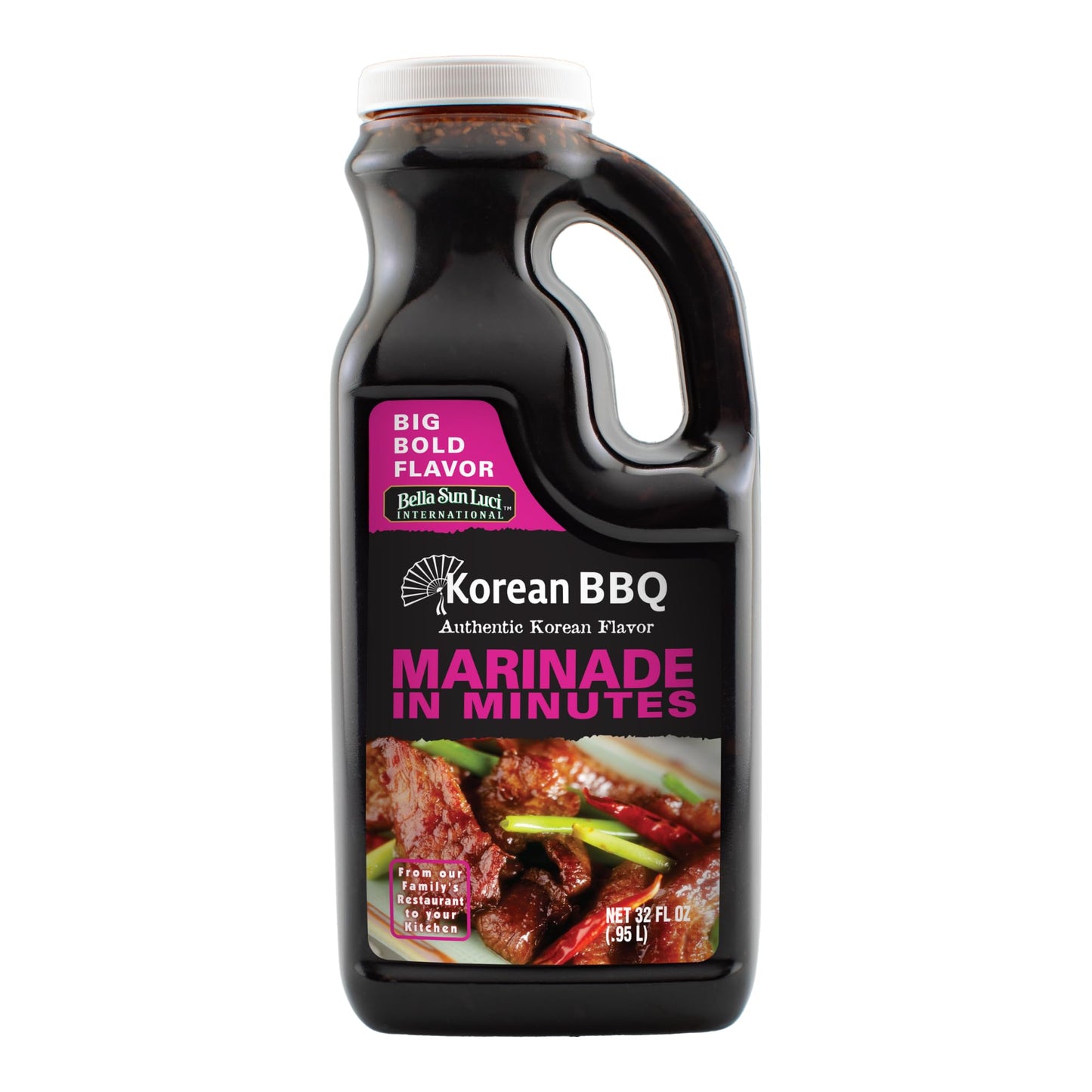 Bella Sun Luci Meat Marinade & Sauce, Bold Sauce for Beef, Pork, Poultry & Seafood, Ready-to-Use, Vegan, No Trans Fat, Gluten-Free (32oz, Korean BBQ)