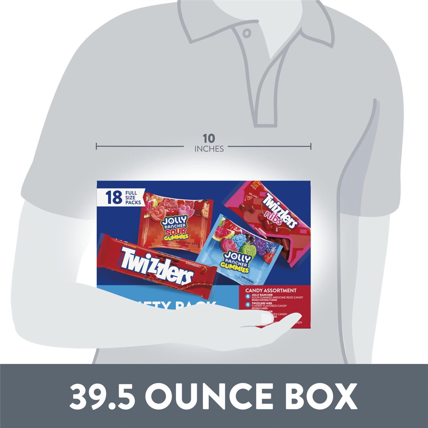 JOLLY RANCHER and TWIZZLERS Assorted Fruit Flavored Candy Bulk Box, 39.5 oz (18 Packs)