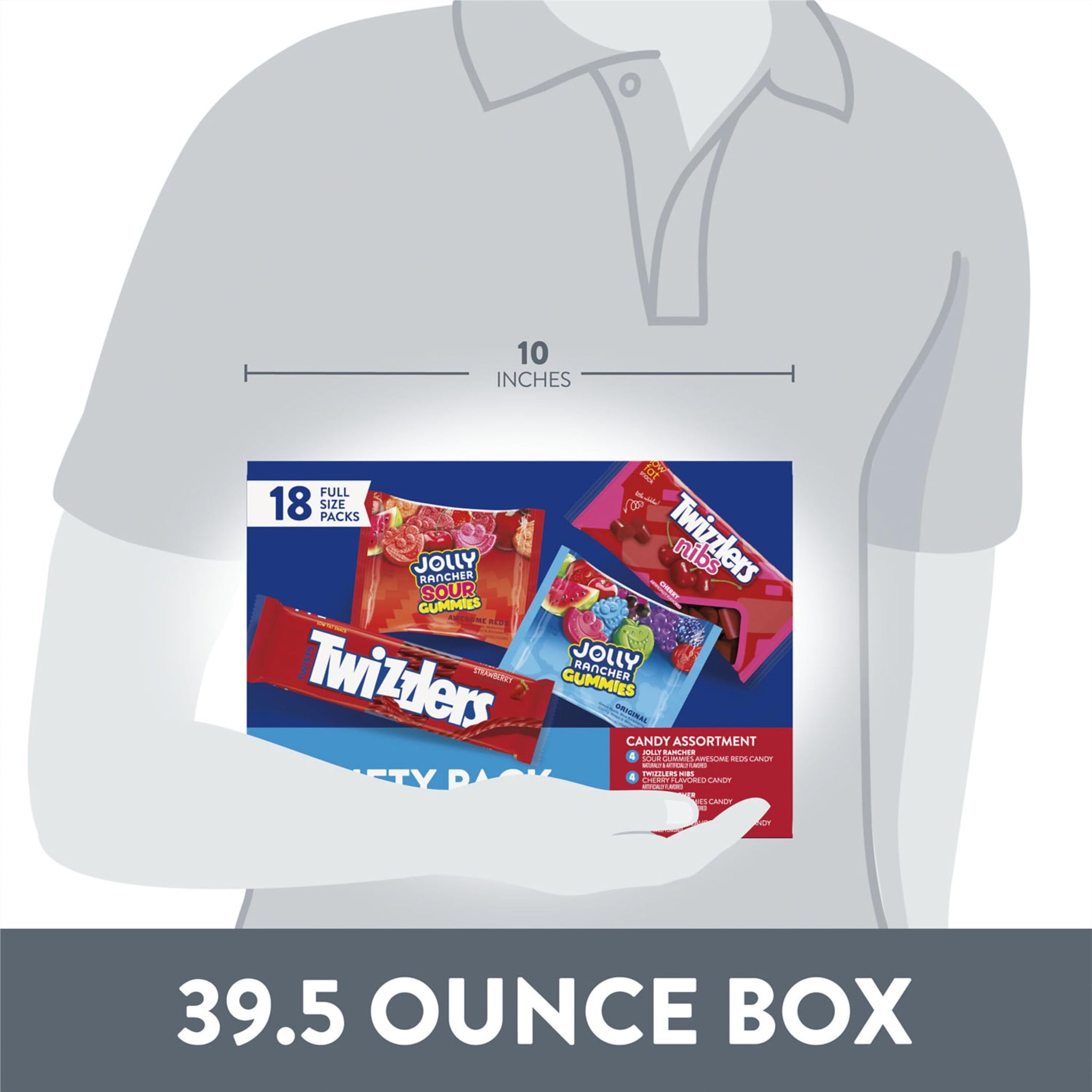 JOLLY RANCHER and TWIZZLERS Assorted Fruit Flavored Candy Bulk Box, 39.5 oz (18 Packs)