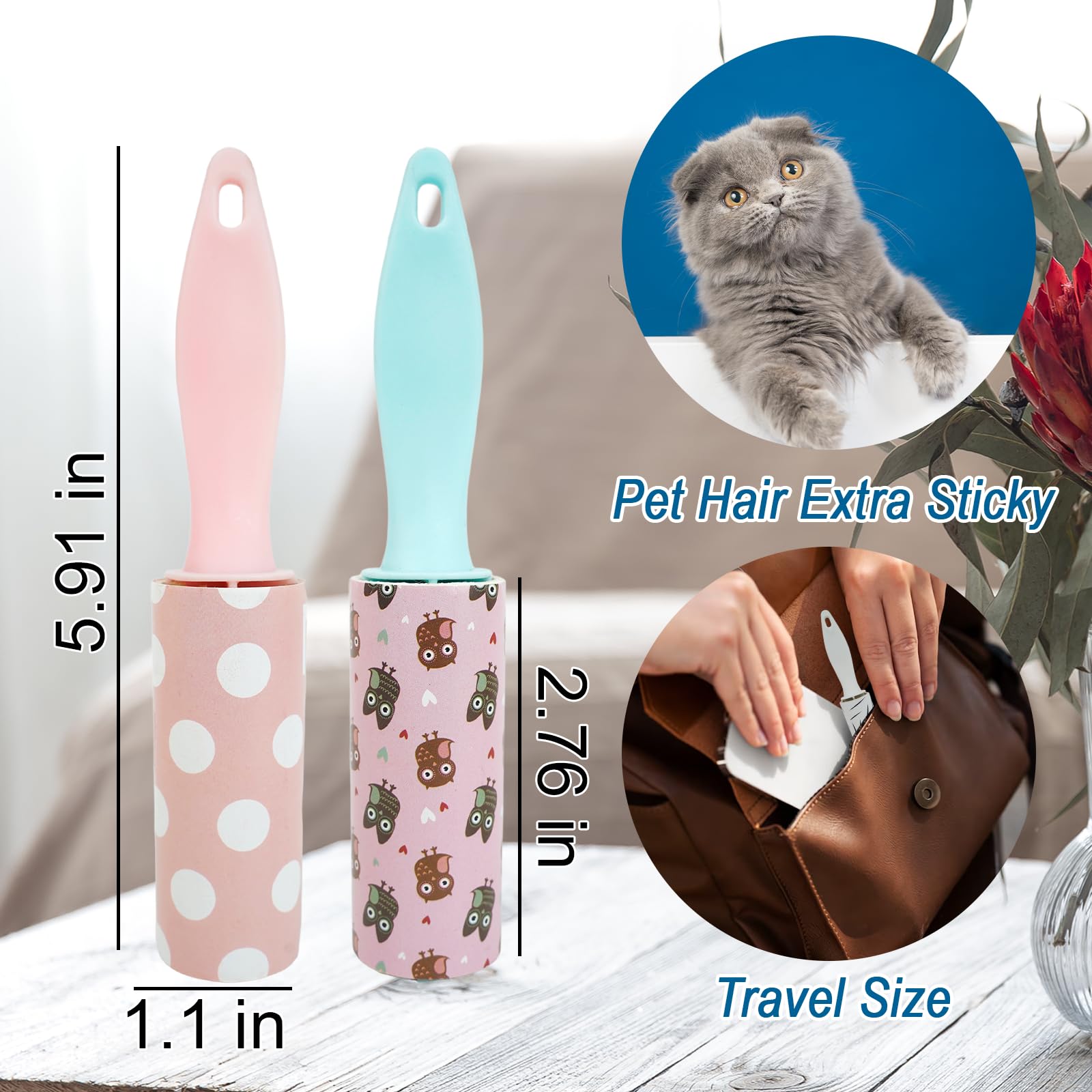 40 Pcs Mini Lint Roller, Lint Roller for Travel Size Sticky Removing Tool House Essentials for Pet Hair Removal Travel Clothes Gifts Bags Furniture