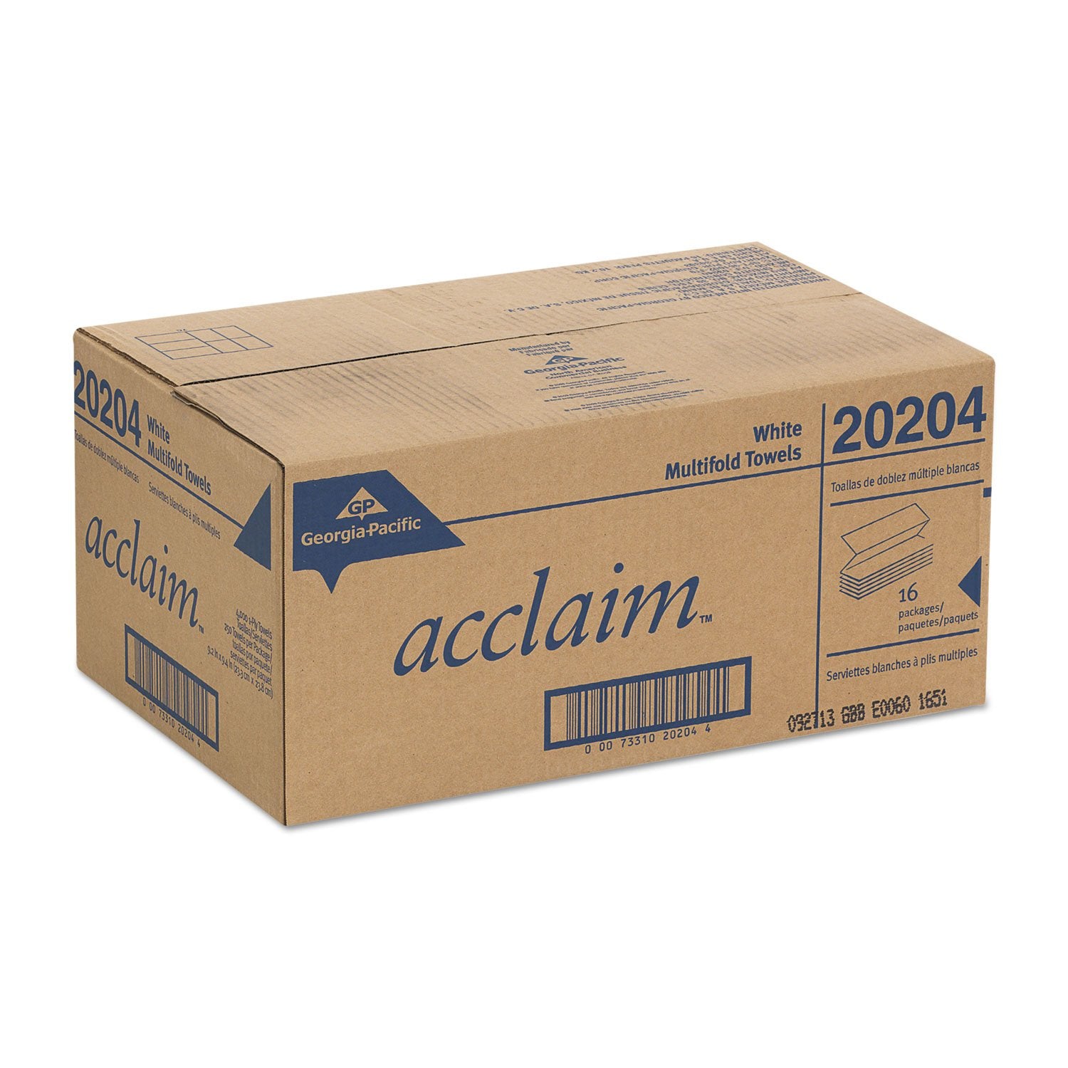 Folded Paper Towel 9-1/4 x 9-1/2 White 250/Pack 16/Carton