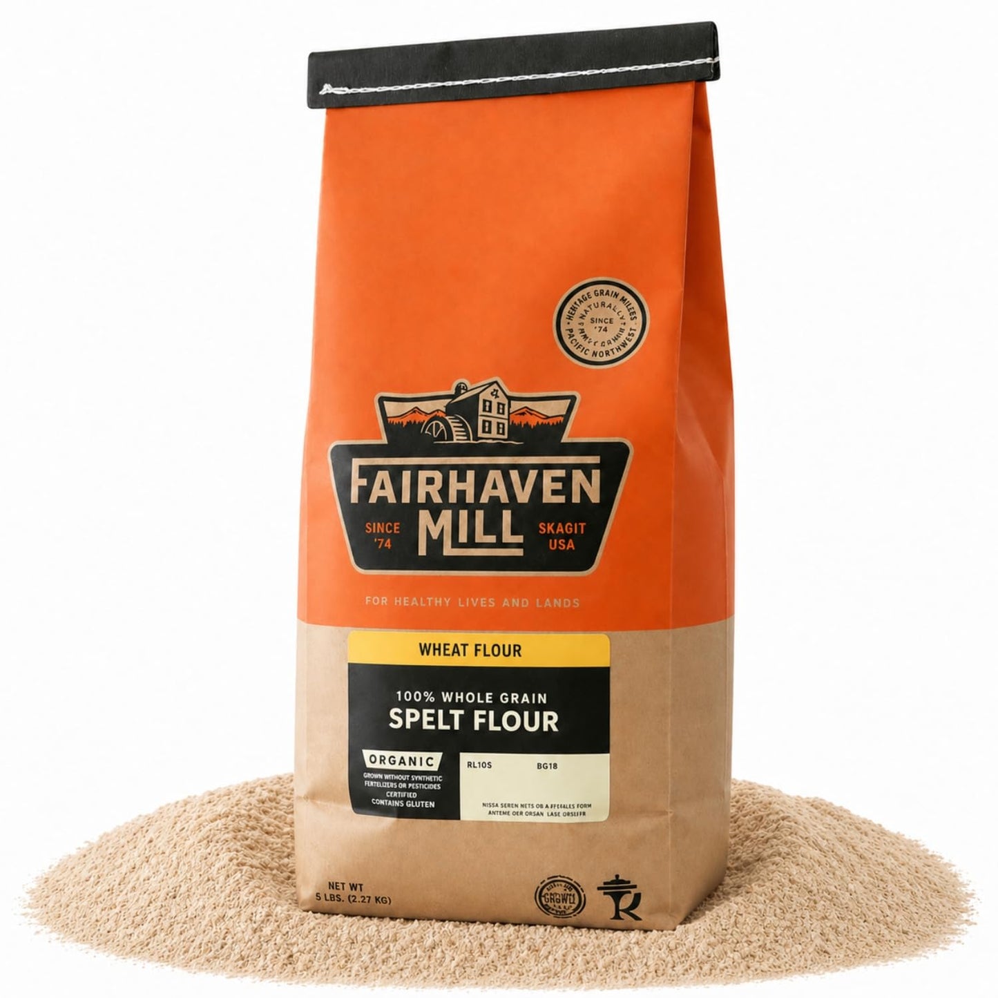 Fairhaven Mill Whole Grain Spelt Flour - USDA Organic Certified & Non-GMO - Nutty Flavor & High Absorption Rate for Artisan Breads, Pizza Crusts
