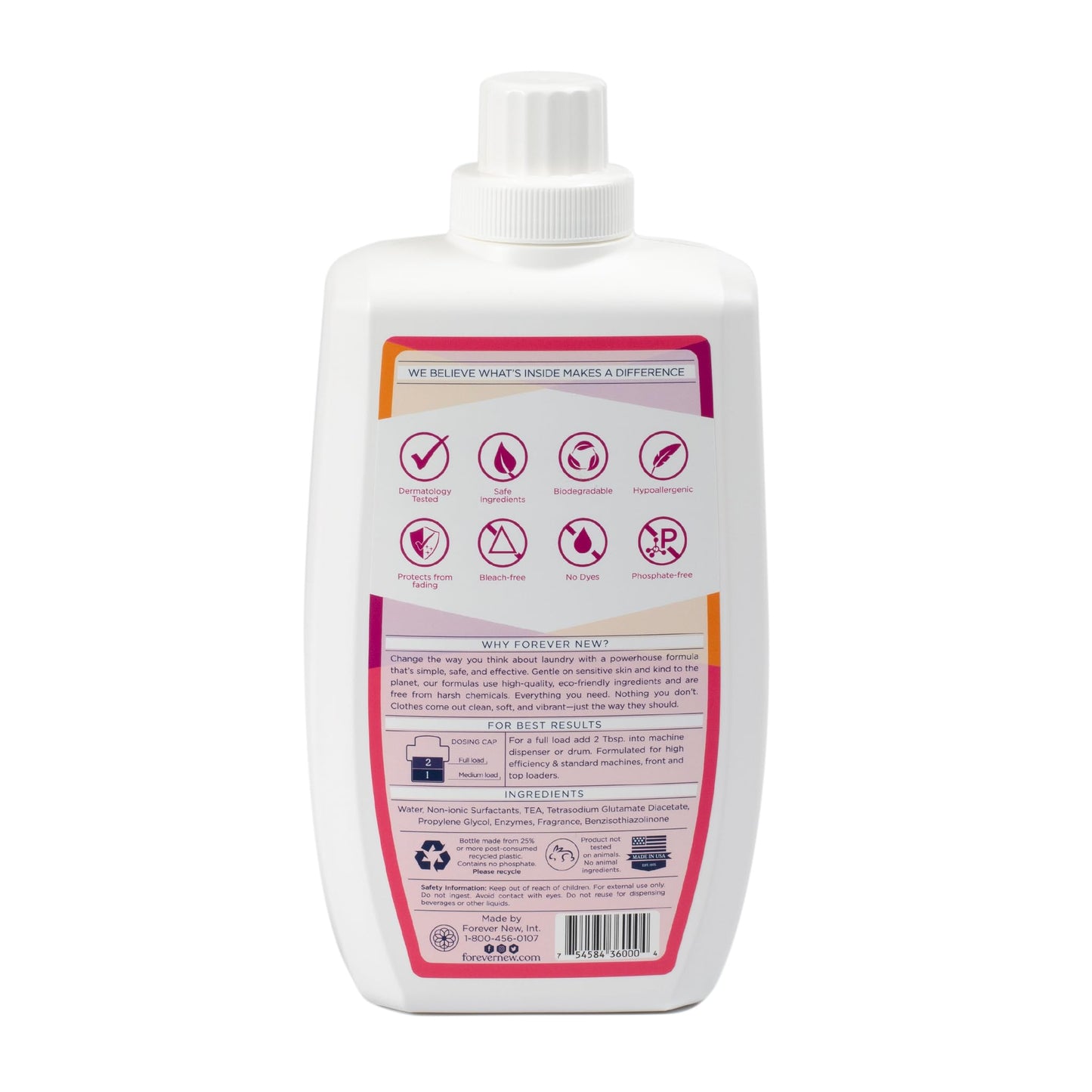 Everyday Liquid Laundry Detergent | Pure Fresh Scent | Hypoallergenic | Enzymed-Based | Odor Control | 60 fl oz